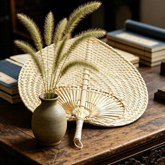 Handmade Raffia Palm Leaf Fan – Wedding Favors & Wall Decor Handmade Woven Fan Peaceful Pleasures Health and Wellness