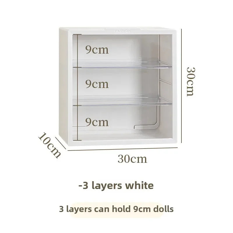 Plush Doll Display Case 2/3-Tier Dustproof | 28cm Cream/White
