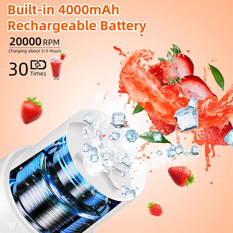 Portable Blender Cup Bottle USB Rechargeable 460ml 6 Blades Fruit Mixer Mini Hand Juicer Blender Smoothie With Straw Peaceful Pleasures Health and Wellness