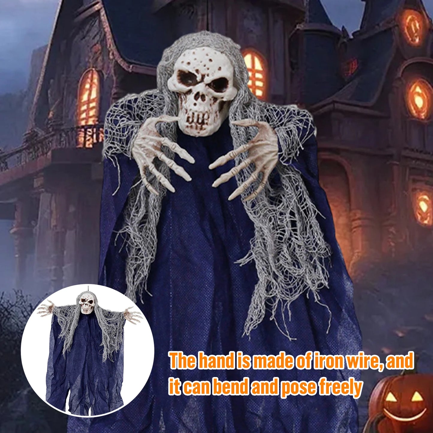 Scary Hanging Skeleton Ghosts Halloween Horror Scary Ghosts Props for Outdoor Porch Patio Tree Peaceful Pleasures Health and Wellness