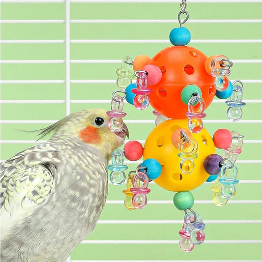 Parrot Chew Swing Toy | Cockatiel Foraging Bead Cage Toy Bird Cage Toy Peaceful Pleasures Health and Wellness