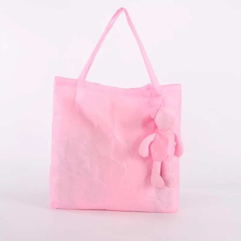 Cute Doll Foldable Tote Bag – Reusable Women's Shopping Bag