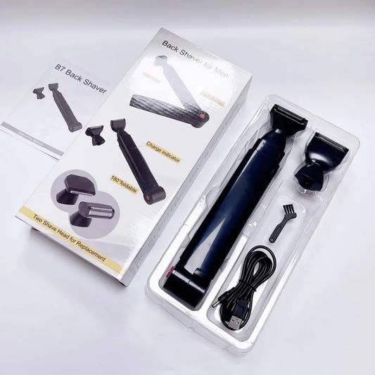 Foldable telescopic ceramic back electric shaving kit for men, body hair trimmer, with USB charging and waterproof function Peaceful Pleasures Health and Wellness