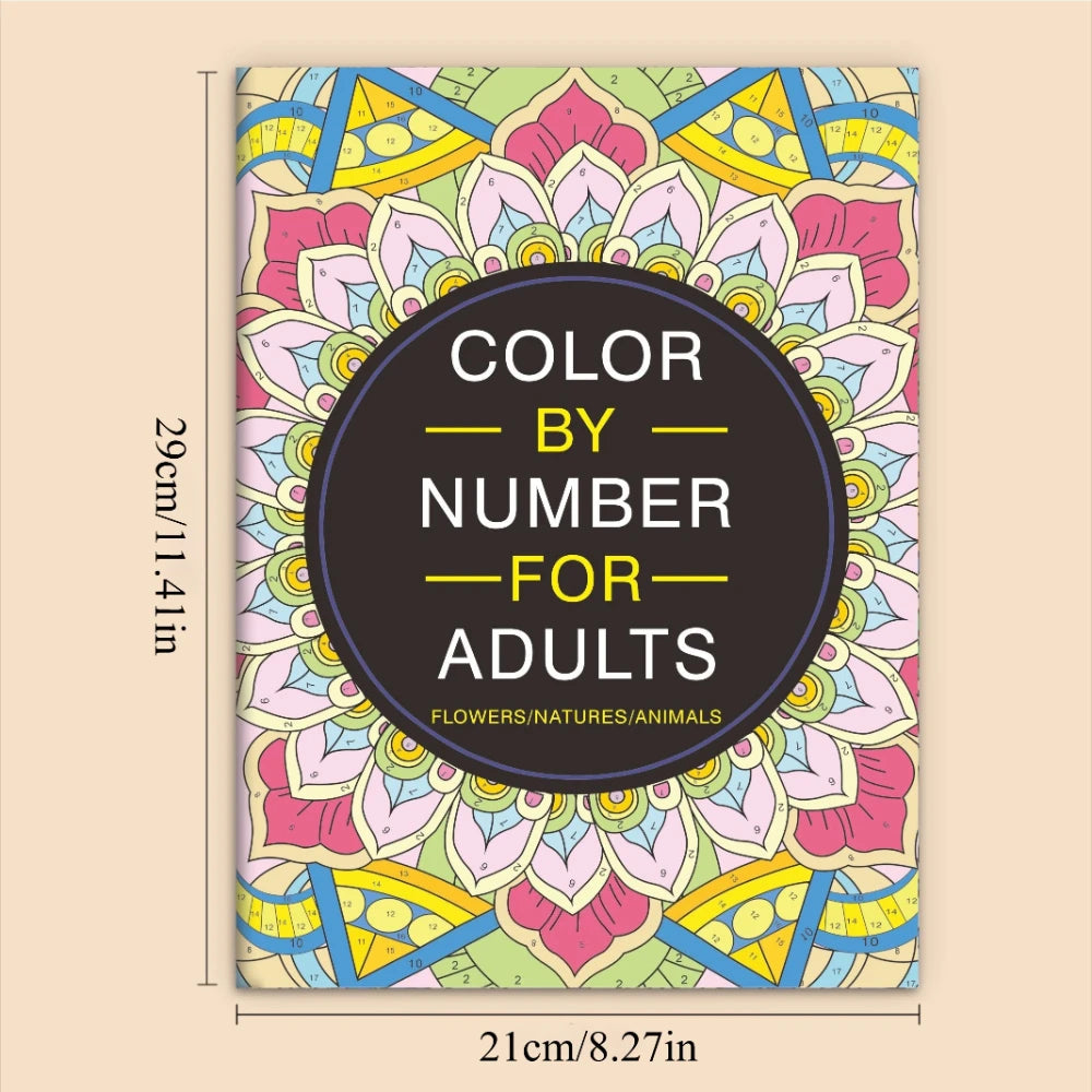 Adult Number Coloring Book 32 Pages Mandala Flower Nature Animal