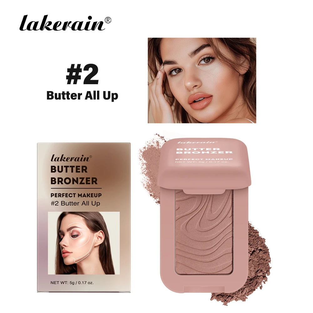 Lakerain Butter Bronzer Cream Women Waterproof Genteel Girl Nude Makeup Silky Shimmer Monochrome Blush Korean Face Cosmetics Peaceful Pleasures Health and Wellness 02 Butter All Up