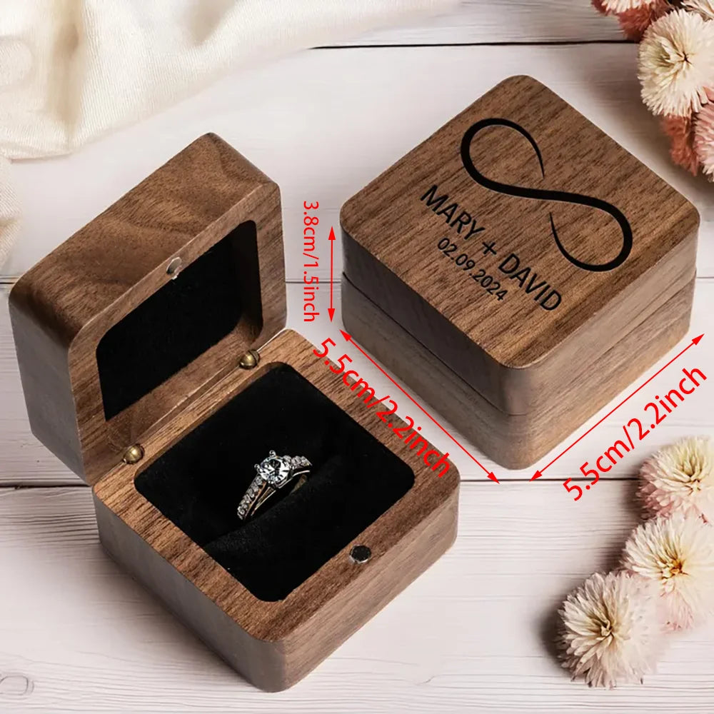 Personalized Engraved Wooden Wedding Ring Box | Proposal Gift Wooden Ring Box Peaceful Pleasures Health and Wellness