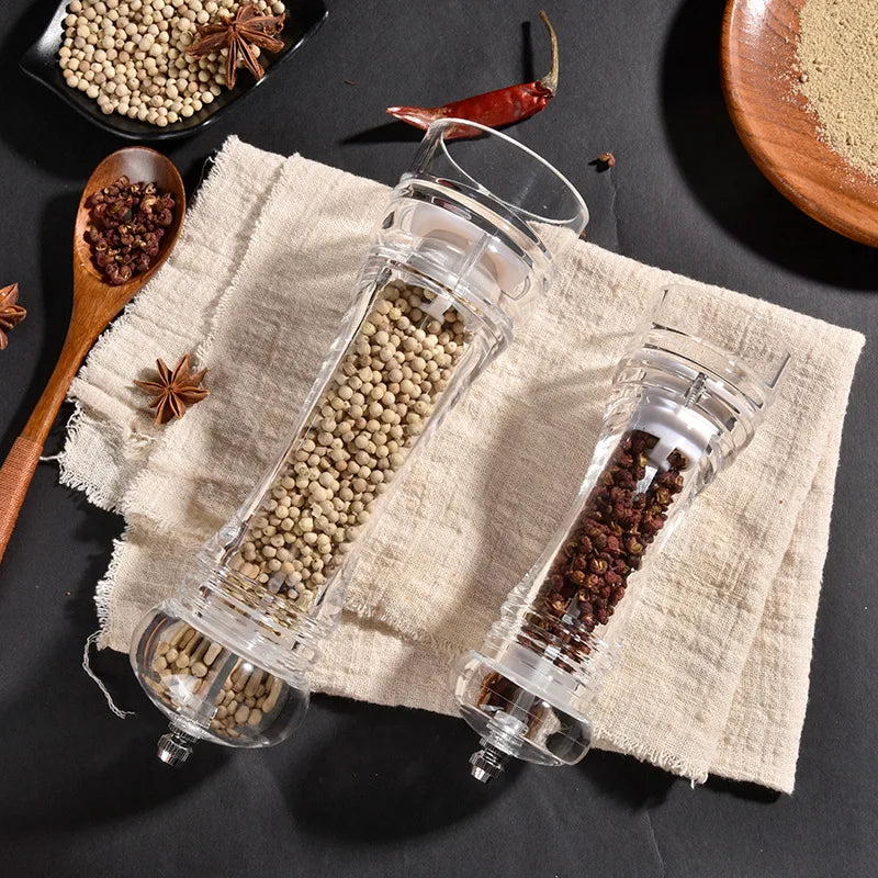 New Acrylic Grinder Transparent Pepper Grinder Manual Pepper Grinder Ceramic Core Multi Purpose Seasoning Bottle Kitchen Tools Peaceful Pleasures Health and Wellness