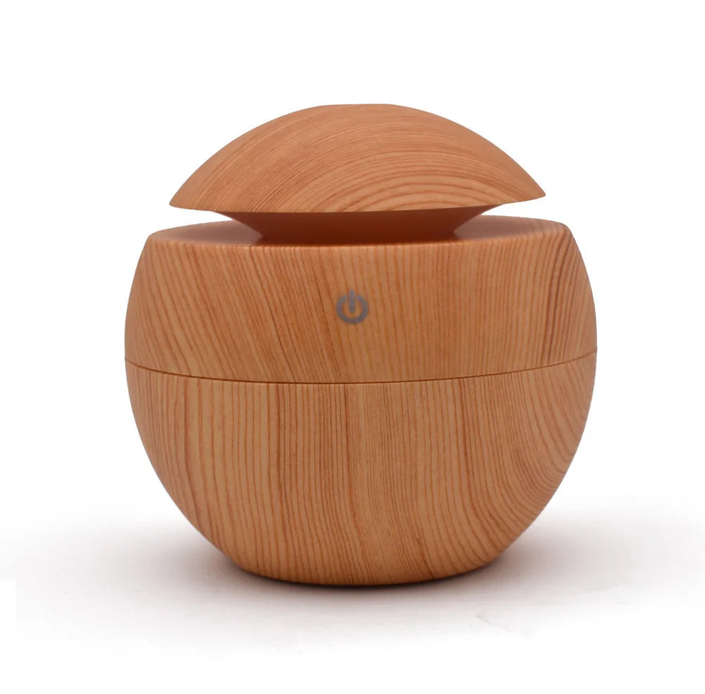 Mini Wood-Grain Spherical Humidifier & Aromatherapy Diffuser