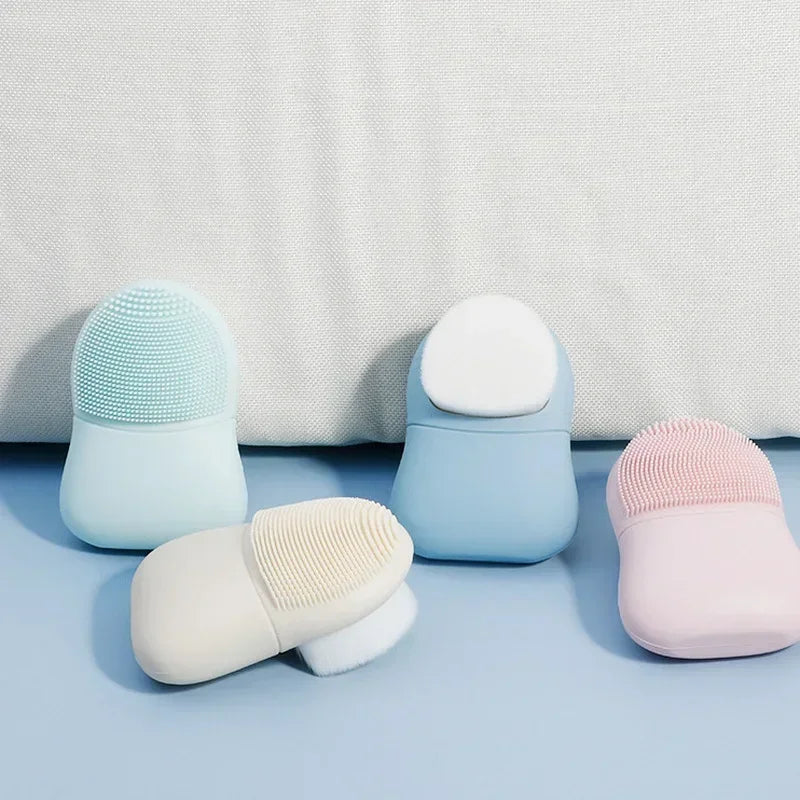 Manual facial cleanser double headed face wash brush silicone beauty tool for pore blackhead makeup Peaceful Pleasures Health and Wellness