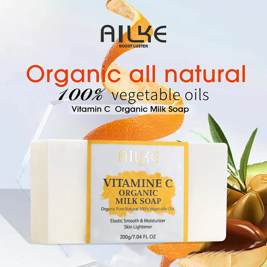 AILKE Vitamin C Organic Milk Soap Bar | Face & Body 200g Brightening Soap Bar Peaceful Pleasures Health and Wellness