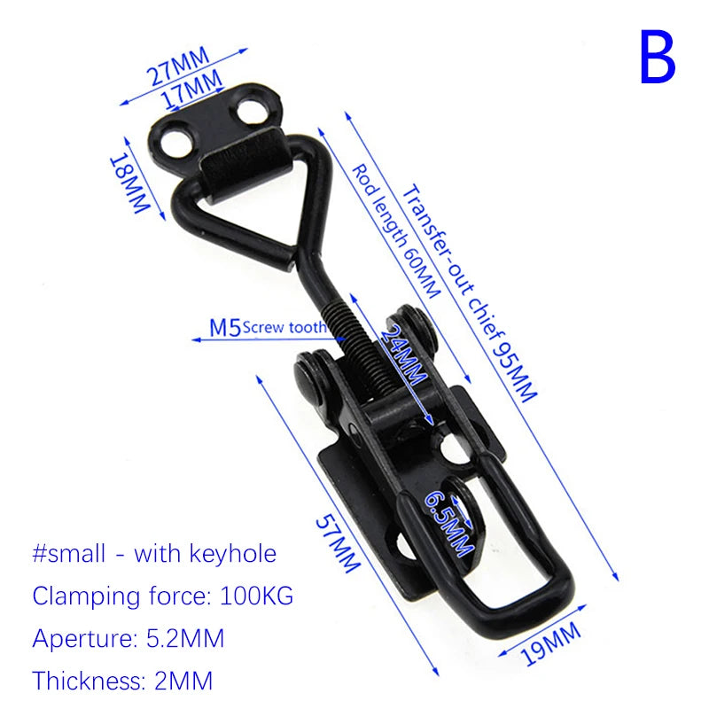Black Toggle Clamp Latch | Cabinet Box Door Hasp Lock 100KG