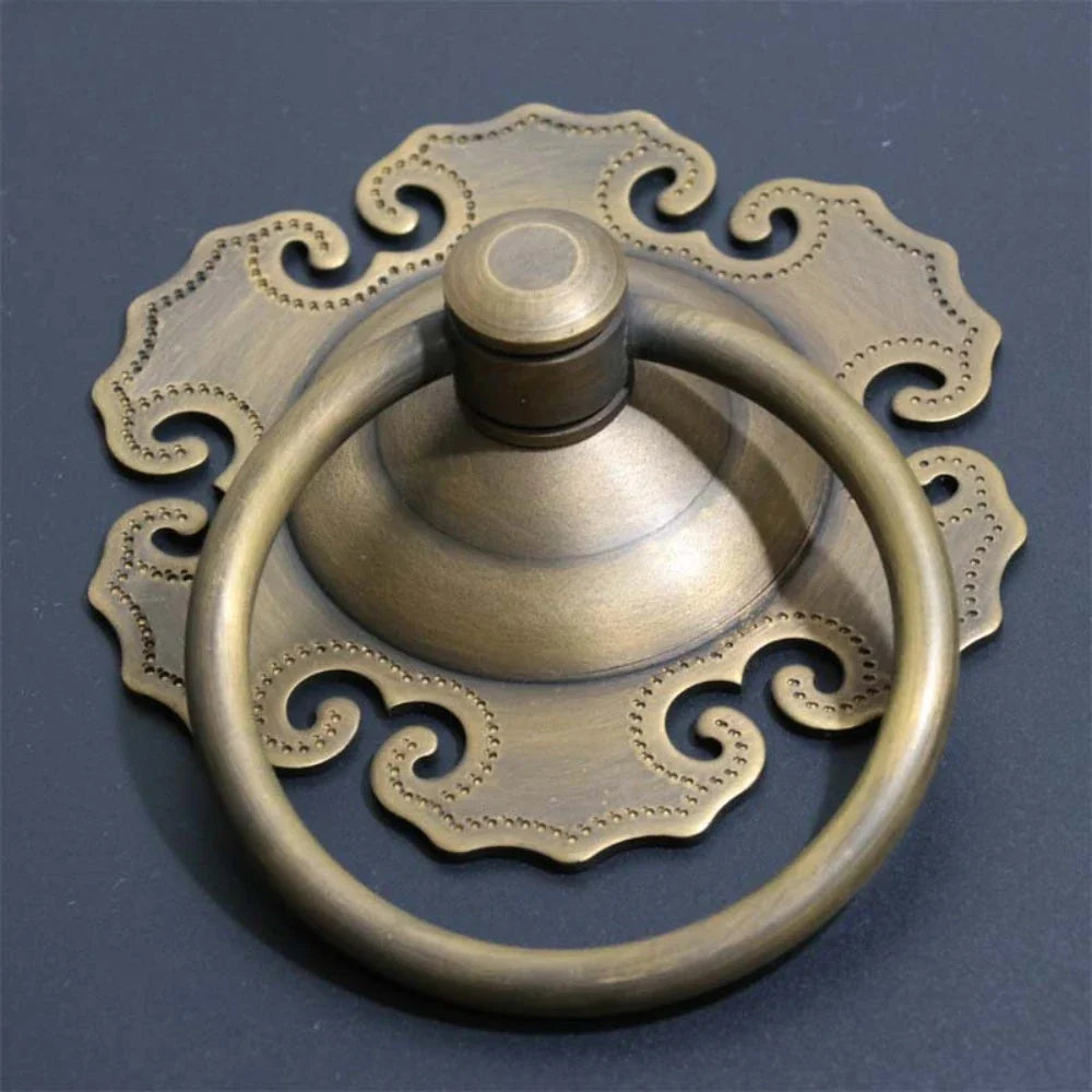 Antique Brass Cabinet Pull Ring Handle | Retro Drawer Door Knob