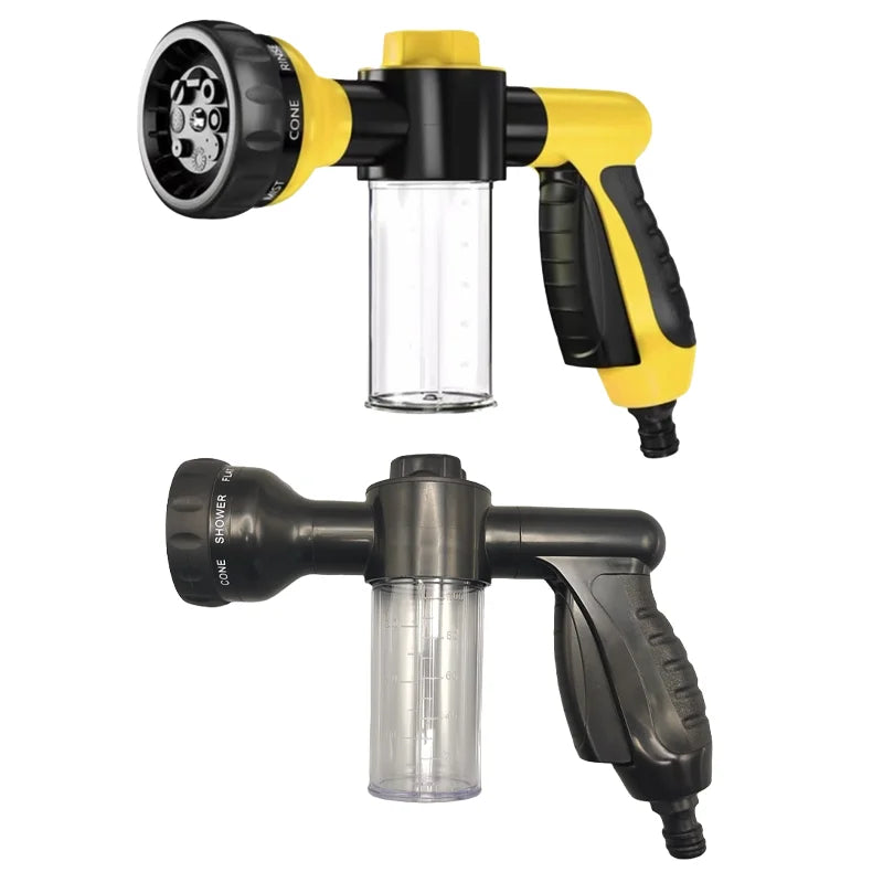 Multifunctional Adjustable Mode Water Guns Nozzle Hose Washer Garten Watering Jet Sprayer with Foam Container Fertilizer Tools Peaceful Pleasures Health and Wellness 1pc random color
