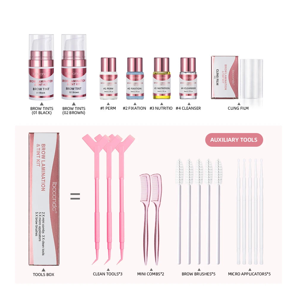 Eyebrow Lifting Kit and Tint Brow Lamination Perming Lotion Dye Tint Combination Brow Setting Eye Makeup Black Brown Peaceful Pleasures Health and Wellness
