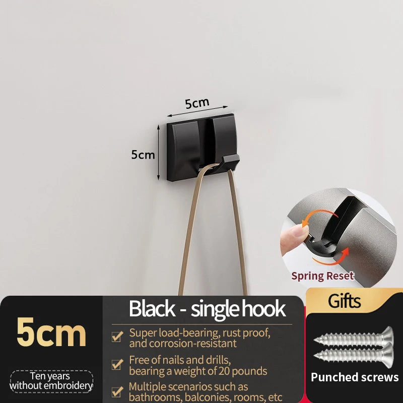 Folding Robe Hooks – 5-Hook Aluminum Wall Rack | Bath & Kitchen