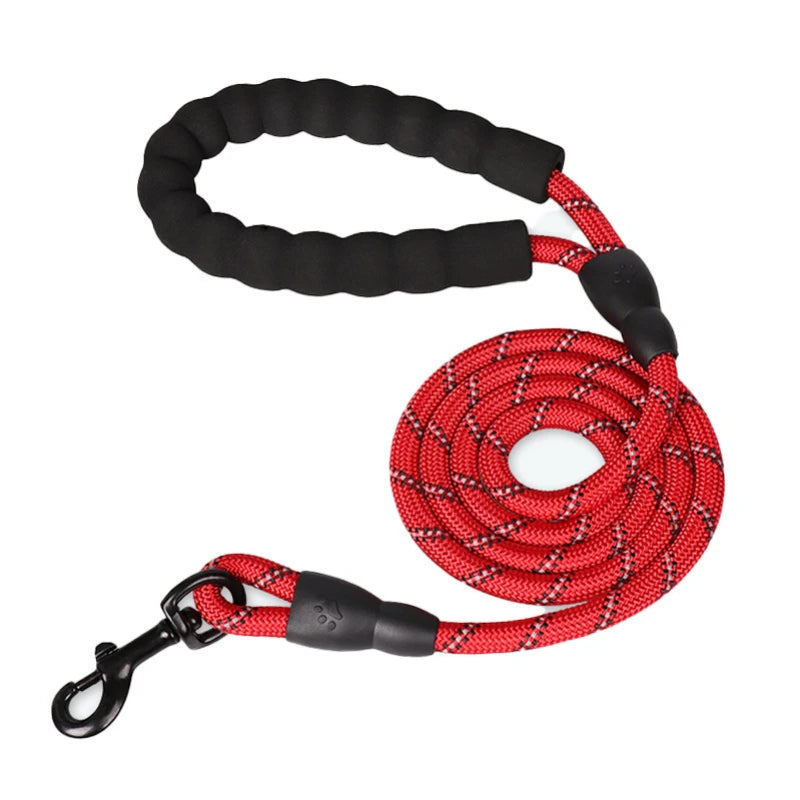 3m Pet Reflective Nylon Tow Rope Non Slip Foam Handle Pet Adjustable Towing Ropes Large Middle Small Dogs Outdoors Pet Supplies Peaceful Pleasures Health and Wellness Red