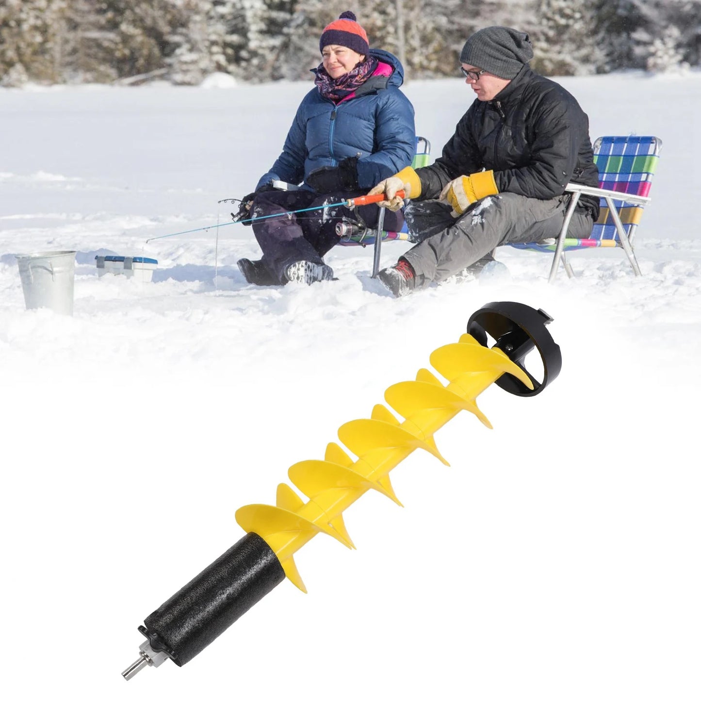 Ice Drill Auger Ice Drill Bit Ice Auger 6 Inch Diameter 28 Inch Length Electric Ice Fishing Auger Drill Bit with Floating Device Peaceful Pleasures Health and Wellness