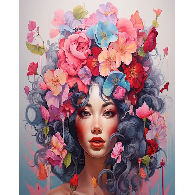 GATYZTORY Paint by Numbers Kit – Woman Flower Canvas 60×75cm