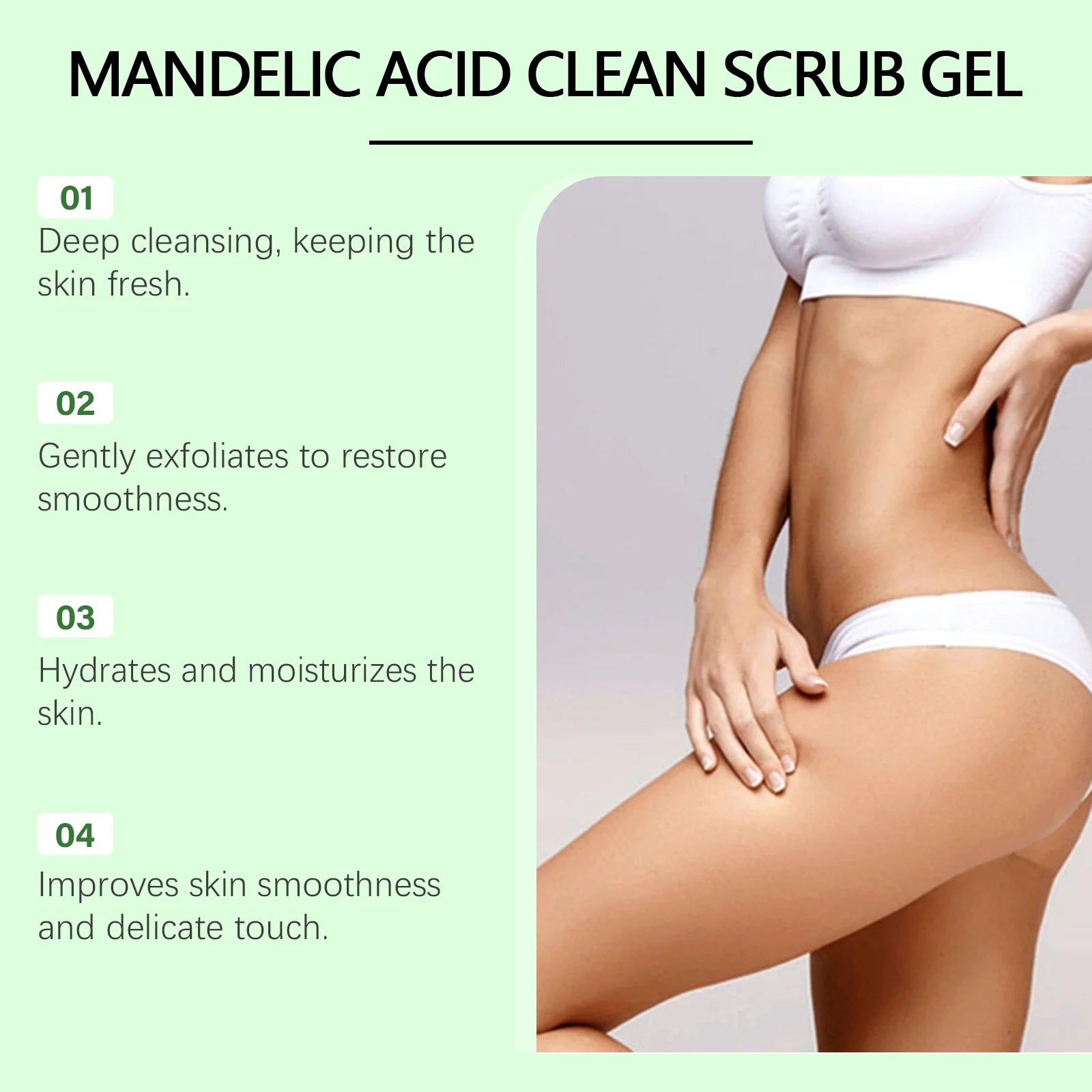 Mandelic Acid Clean Scrub Gel Exfoliating for Body Cleansing and Moisturizing Remove Dead Skin Oil Control Smoothing Body Care Peaceful Pleasures Health and Wellness