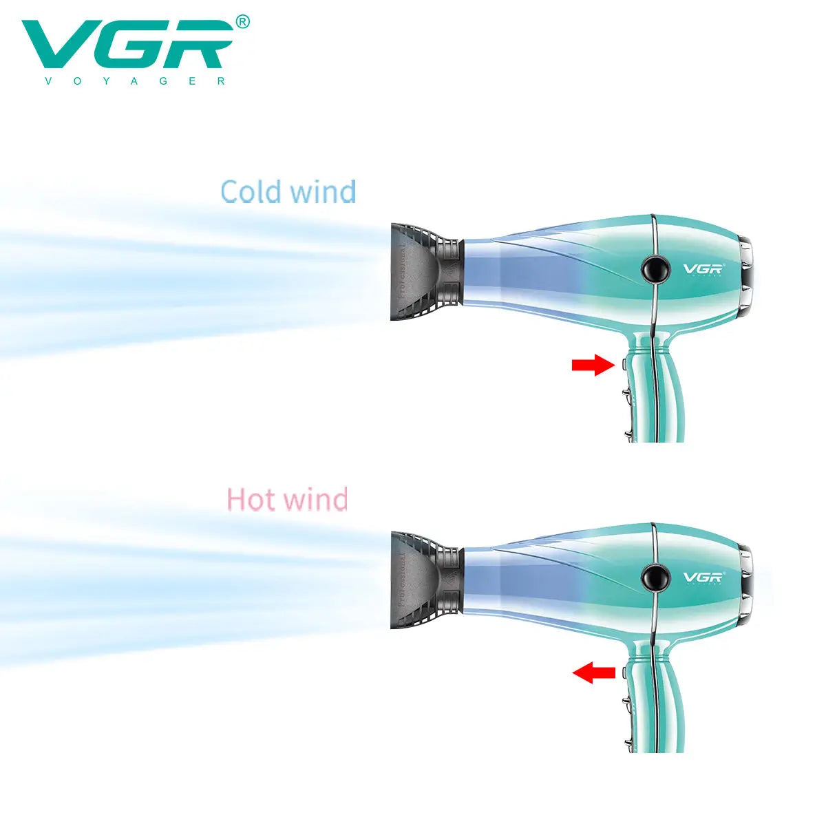 VGR high-power hair dryer 2000-2400W super strong wind duct, dormitory, household negative ion wind wet hair drying machin V-452 Peaceful Pleasures Health and Wellness