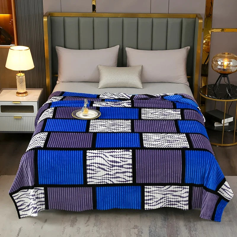 Plaid Fleece Bed Blankets Queen King Soft Lightweight Plush Fuzzy Blanket Lightweight Blanket for Travel Camping Bedspreads Peaceful Pleasures Health and Wellness Blanket F 150x200cm