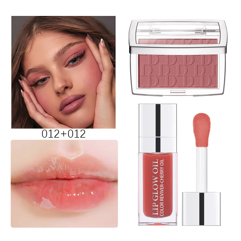 ibcccndc Lip Glow Oil & Matte Blush Set | Plumping Lip Gloss Duo Lip & Blush Set Peaceful Pleasures Health and Wellness 012