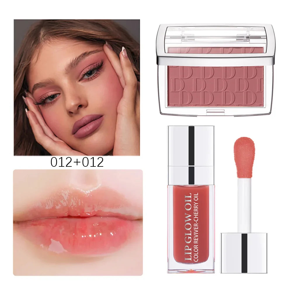 Lip Glow Oil & Matte Blush Set – Plumping Hydrating Duo