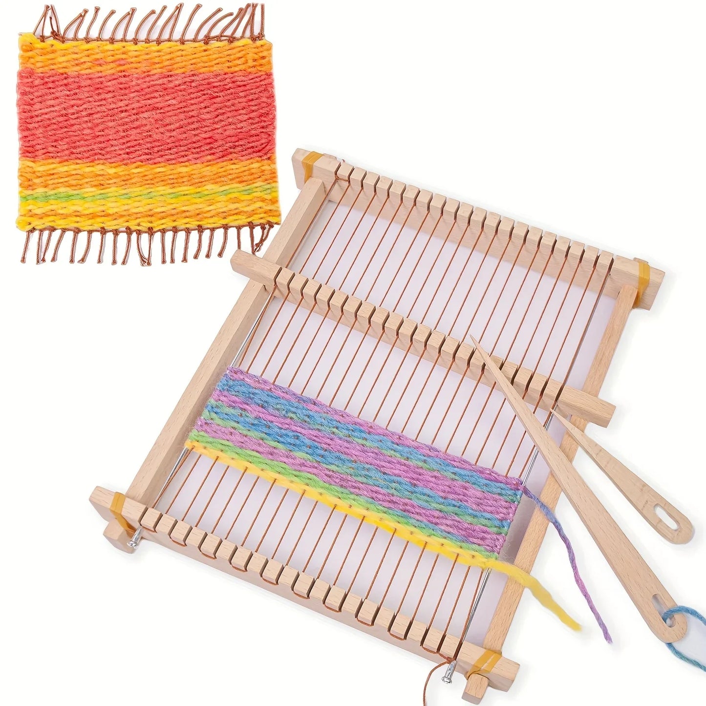 14-Piece Wooden Weaving Loom Kit 9×11in | Kids & Beginners Weaving Loom Kit Peaceful Pleasures Health and Wellness