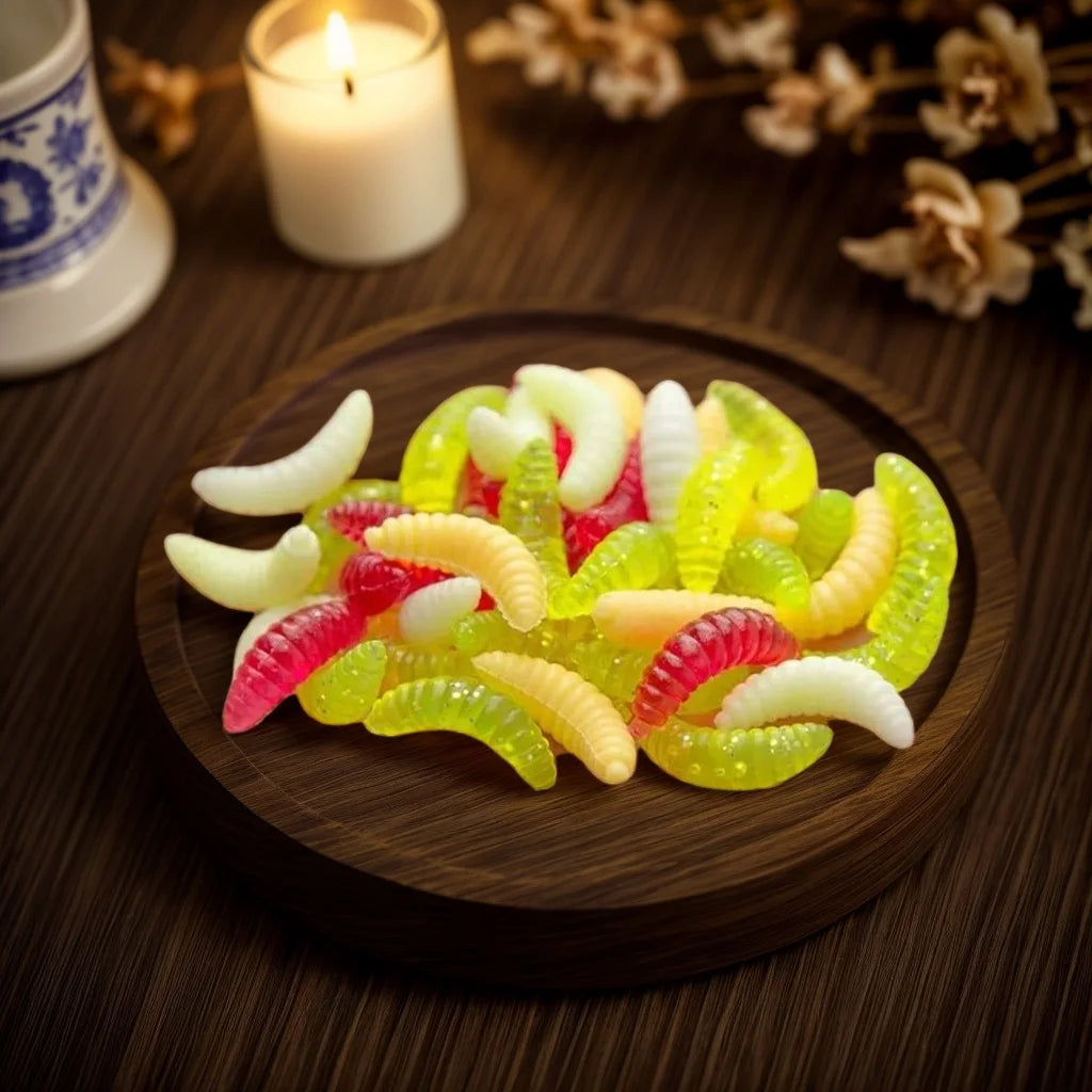 Bread Scent Soft Silicone Grub Lures, 50Pcs Lifelike Artificial Maggot Worms, Glowing Bait Gear for Freshwater Fishing Peaceful Pleasures Health and Wellness