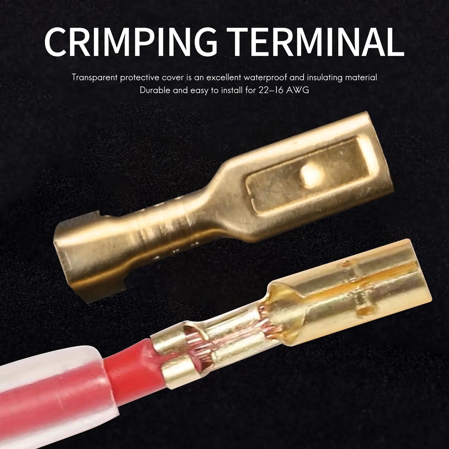 200Pcs Spade Crimp Terminals Female Male 22-16 AWG 2.8mm