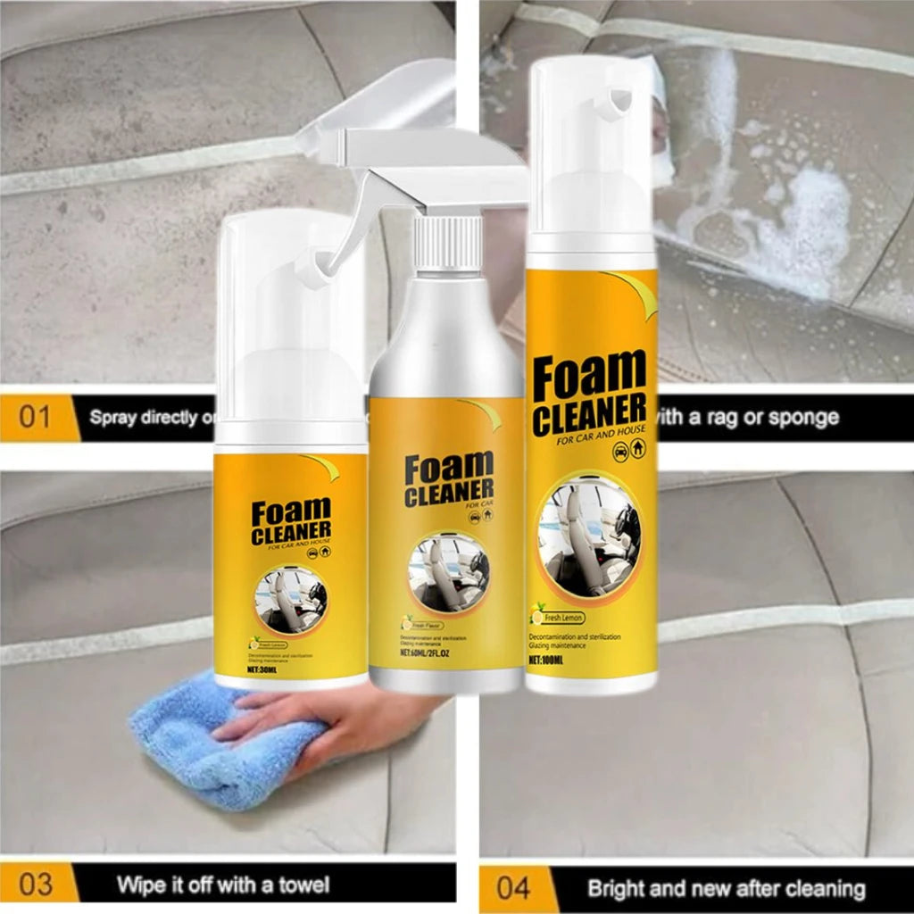 Car Interiors Leather Seats Shoes Multipurpose Foam Cleaner Fresh Lemon Scent Car Steering Wheel Decontamination Cleaning Spray Peaceful Pleasures Health and Wellness