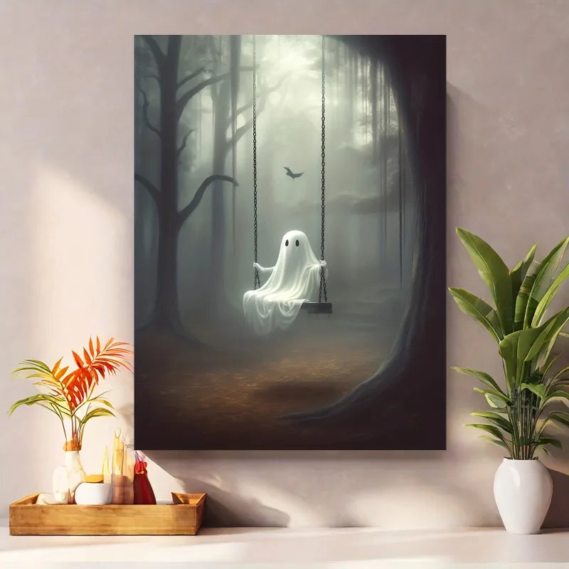 Halloween Ghost Forest Canvas Poster | Cute Wall Art Decor Canvas Wall Art Peaceful Pleasures Health and Wellness