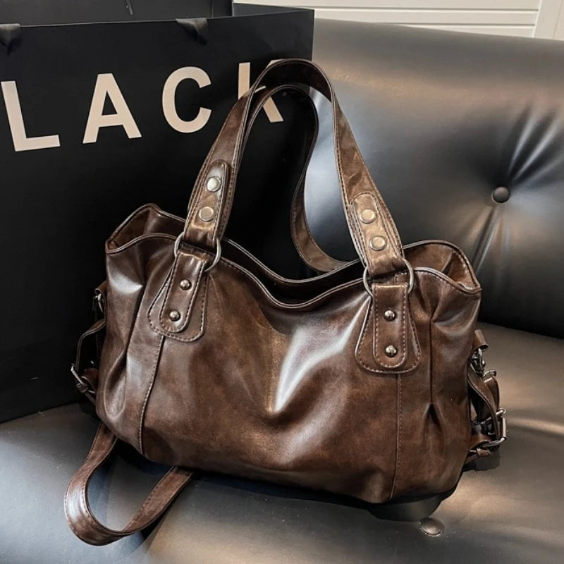 Large Capacity Vintage European American Style Tote Bag Women Shoulder Crossbody Handbag Fashion Casual Commuter Top Handle Bag Peaceful Pleasures Health and Wellness
