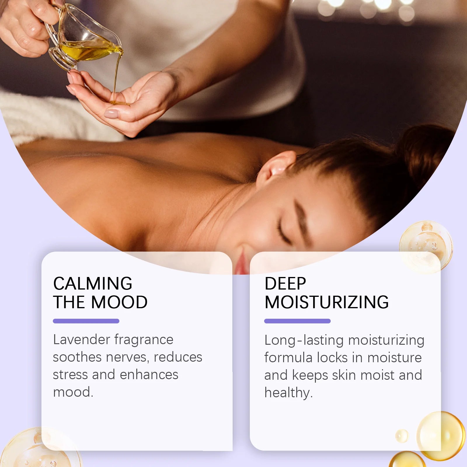 Lavender Massage Essential Oil Moisturizing Relaxing Stress Relief Smoothing Softening Firming Repair Hydrating Body Massage Oil Peaceful Pleasures Health and Wellness