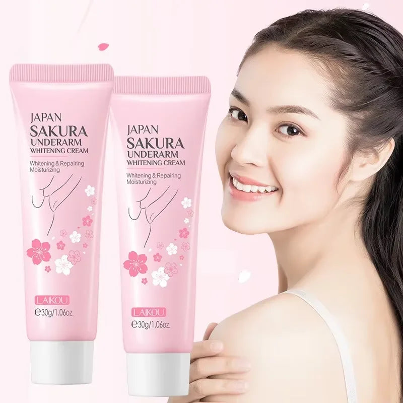 Laikou Sakura Underarm Cream Knee Buttocks Dark Skin Improve Melanin Pigmentation Korean Skin Care Product 30g Peaceful Pleasures Health and Wellness 2PCS