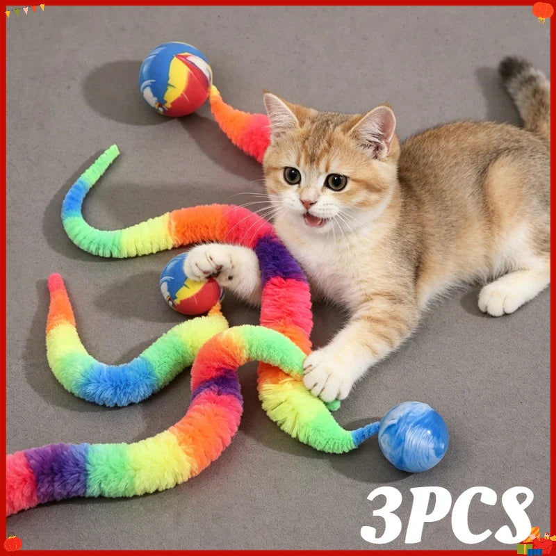 Interactive Cat Toy – Bouncing Ball & Caterpillar Teaser Set
