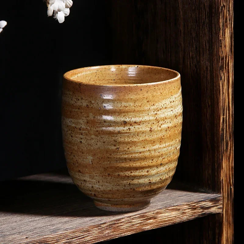 Japanese coarse pottery teacup single large pure handmade retro master cup ceramic coffee cup in ancient Peaceful Pleasures Health and Wellness