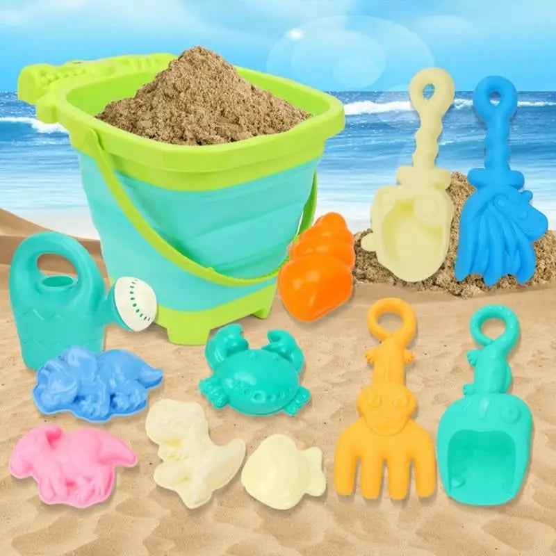 Kids Collapsible Sand Bucket Set with Shovel & Moulds
