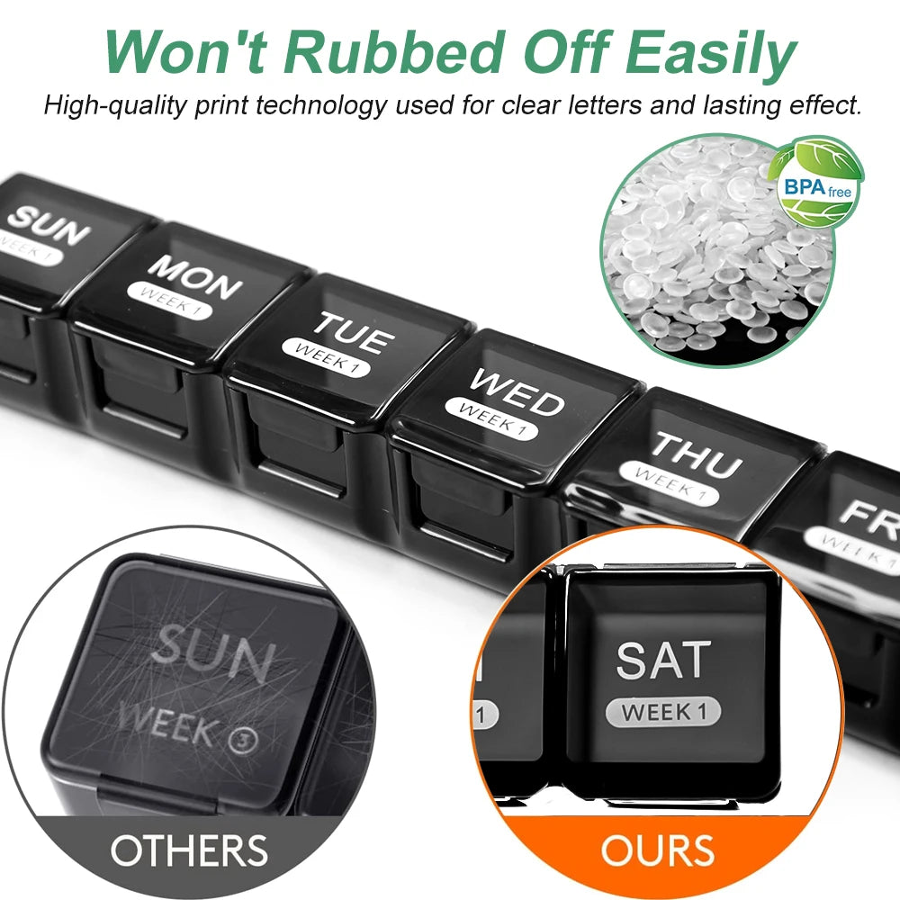 Monthly Pill Organizer, 28 Day Pill Box, 4 Weeks One Month Pill Cases, Large Compartments Medicine Organizer Vitamins, Fish Oils Peaceful Pleasures Health and Wellness