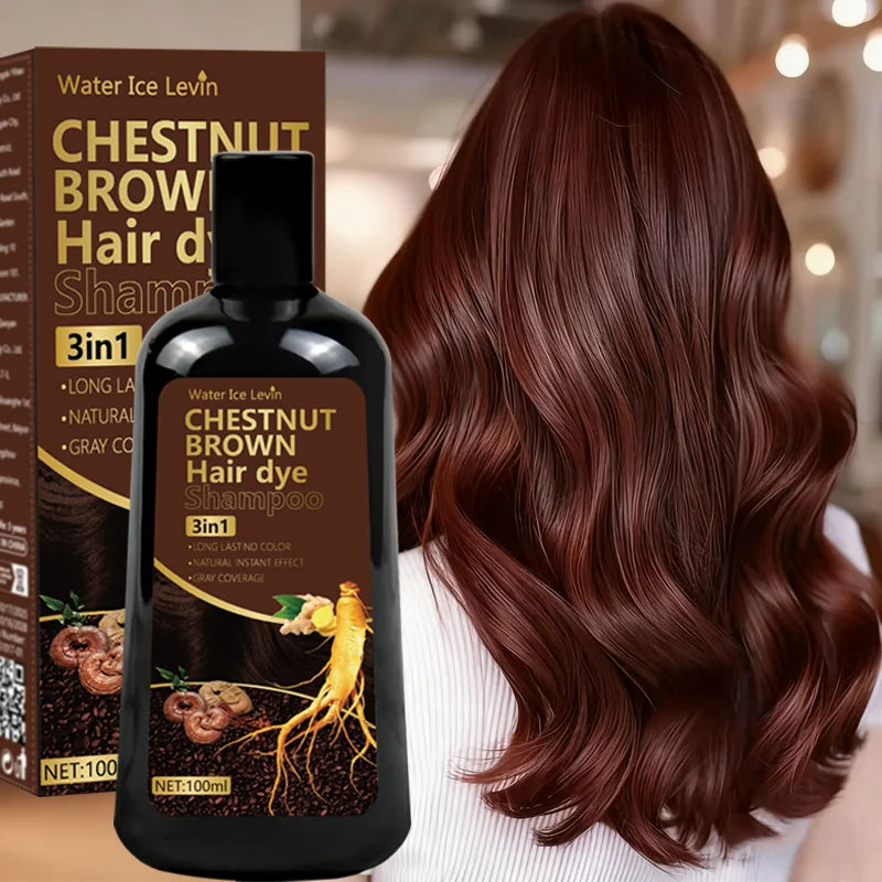 Water Ice Levin Chestnut Brown Hair Dye Shampoo – Gray Coverage