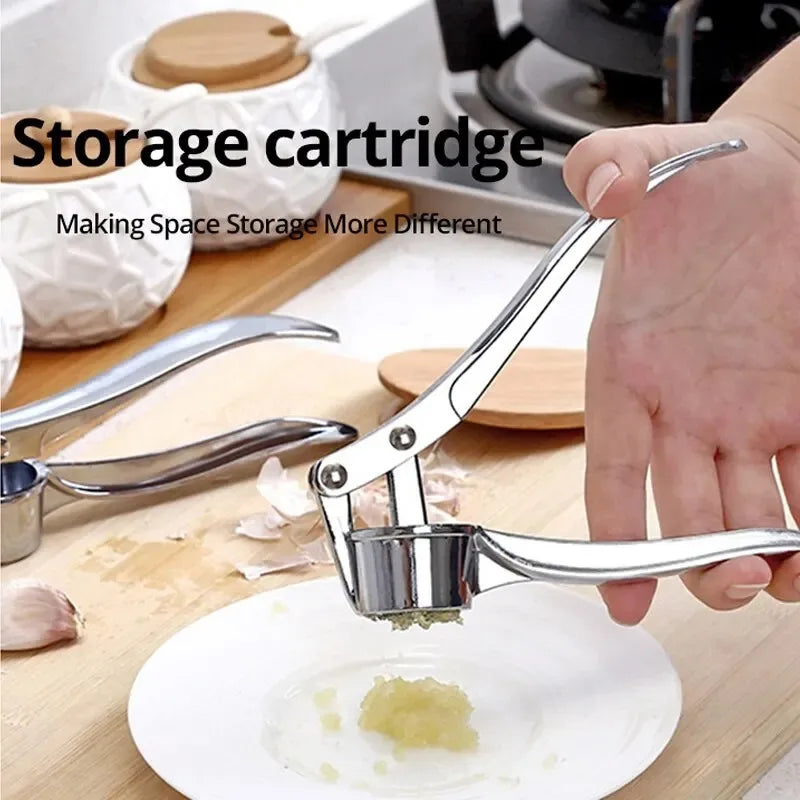 1pc Silvery Stainless Steel Garlic Masher Kitchen Vegetable Cooking Extruder Manual Ginger Grinder And Tool Kitchen Accessories Peaceful Pleasures Health and Wellness