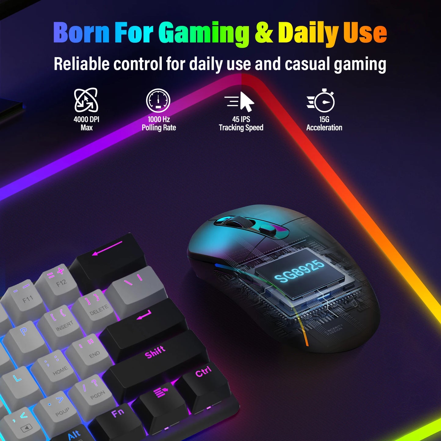 E-YOOSO Wired 2.4G Wireless Tri-Mode RGB Gaming Mouse, 4000DPI Rechargeable with Sleep Mode For PC Computer iPad Laptops Peaceful Pleasures Health and Wellness