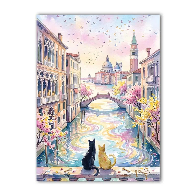Landscape Wall Art Stunning Romantic Cat Couple Canvas Painting Nordic Style Poster Prints Bedroom Living Room Wall Decor Peaceful Pleasures Health and Wellness 07 15x20cm No Frame China Mainland