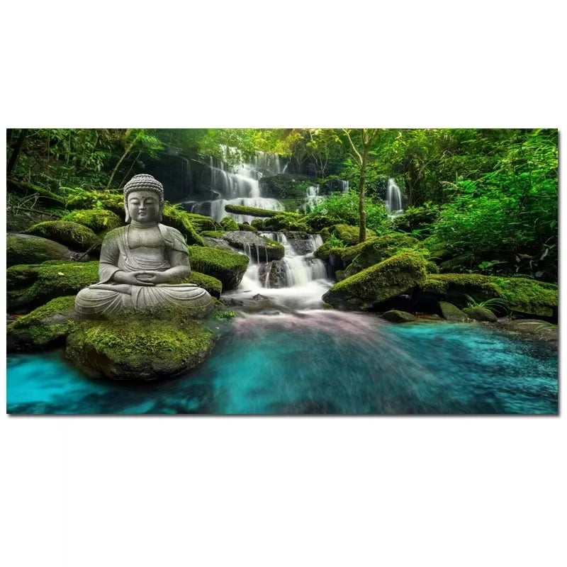 Nature Landscape Canvas Wall Art – Sunshine Forest Lake Print