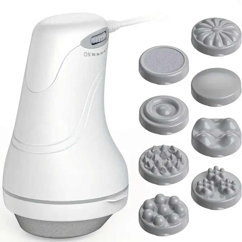 Home Appliance Massager, Multifunctional Household Massager, Abdominal Massage, Unisex, Full-Body Comfort Massager, Adjustable Multi-Speed Massage, Equipped with 8 Massage Heads, Suitable for Full-Body Relaxation, Muscle Rela Peaceful Pleasures Health and Wellness WHITE 220 V EU Plug