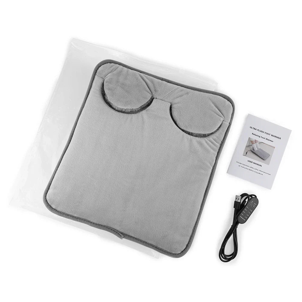 USB Electric Foot Warmer Pad – Plush Heated Mat for Home & Desk