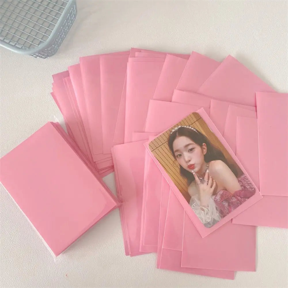 10pcs/set Card Bag Macaron Color Idol Photo Protective Cover DIY Pure Color Photo Cards Bag Two-layer Photo Card Film Idol Photo Peaceful Pleasures Health and Wellness
