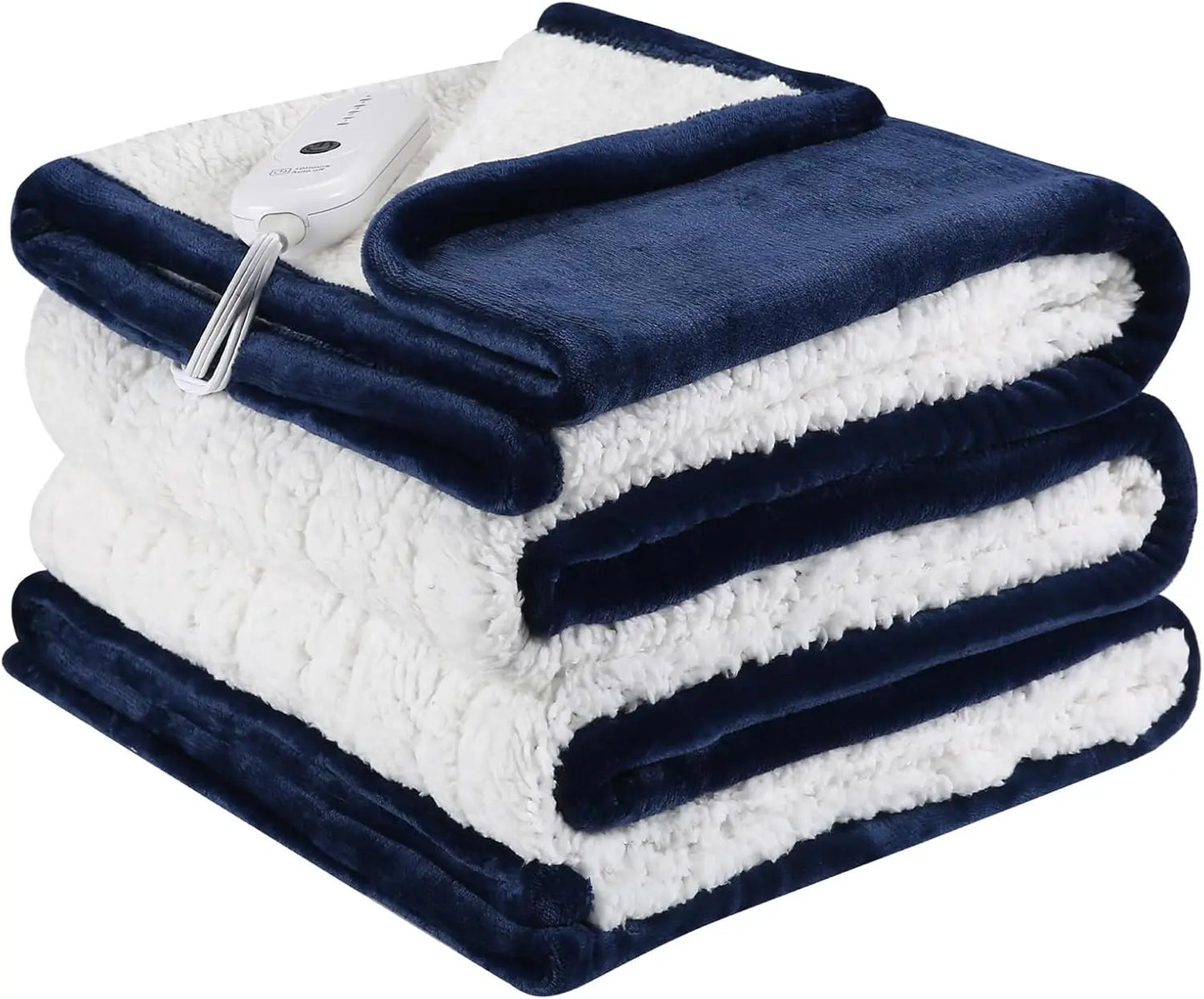 Twin Heated Blanket – 5 Heat Levels, Soft Sherpa, Navy Blue Electric Heated Blanket Peaceful Pleasures Health and Wellness United States
