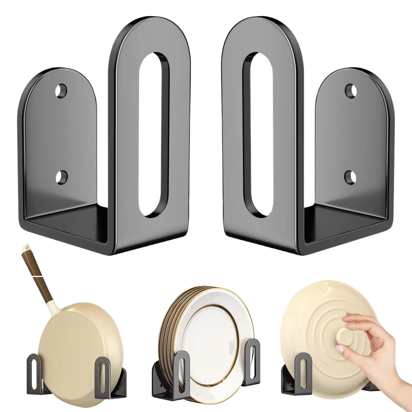 Wall-Mounted Pot Lid Holder Kitchen Organizer Rack (2-Pack)