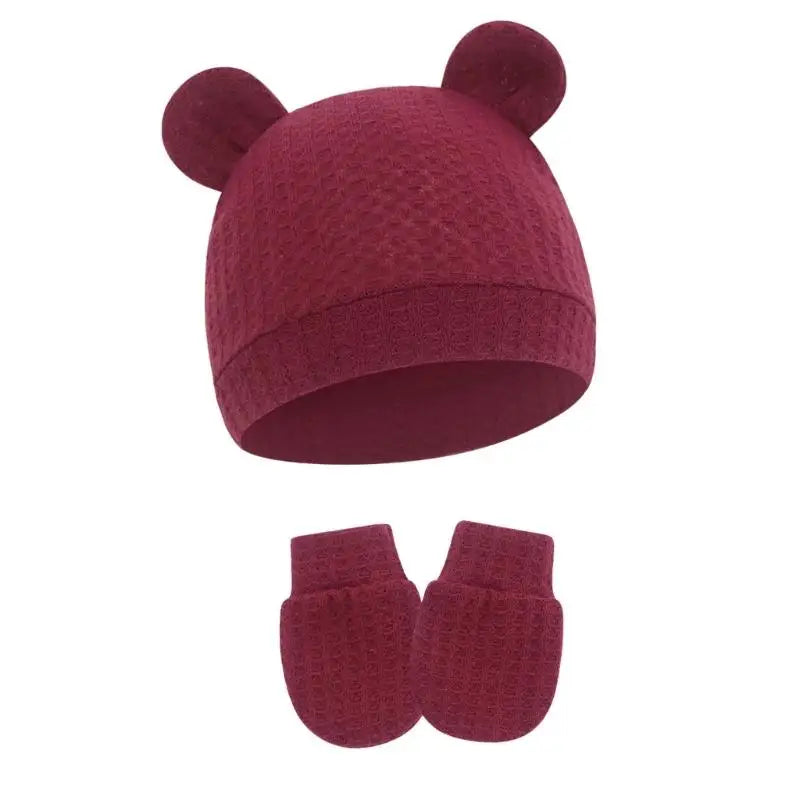 Newborn Baby Hat & Mittens Set | Soft Cotton, 0–6 Months
